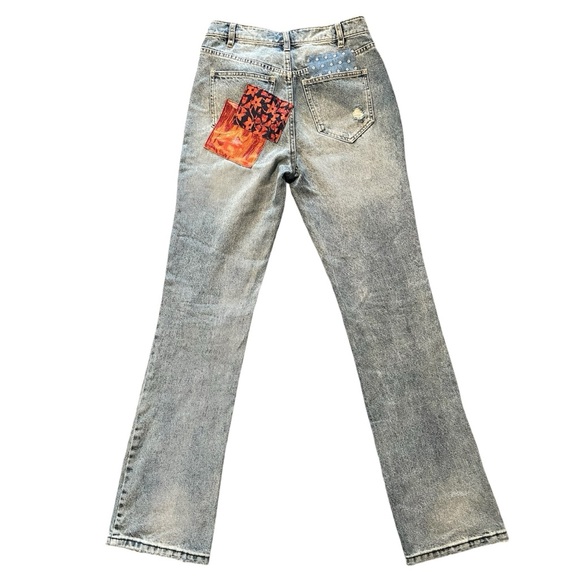 Free People We the Free Belladonna PatchJeans Women Denim Orange blossom size 26 - Picture 3 of 7